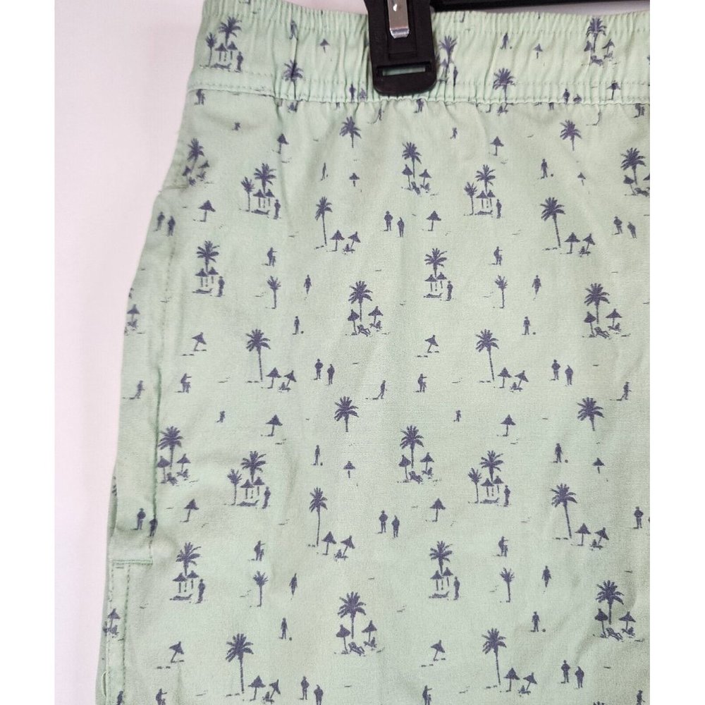 Marine Layer Shorts Mens Large Teal Beach Hawaiian Style Drawstring Swim Trunks - Picture 11 of 13